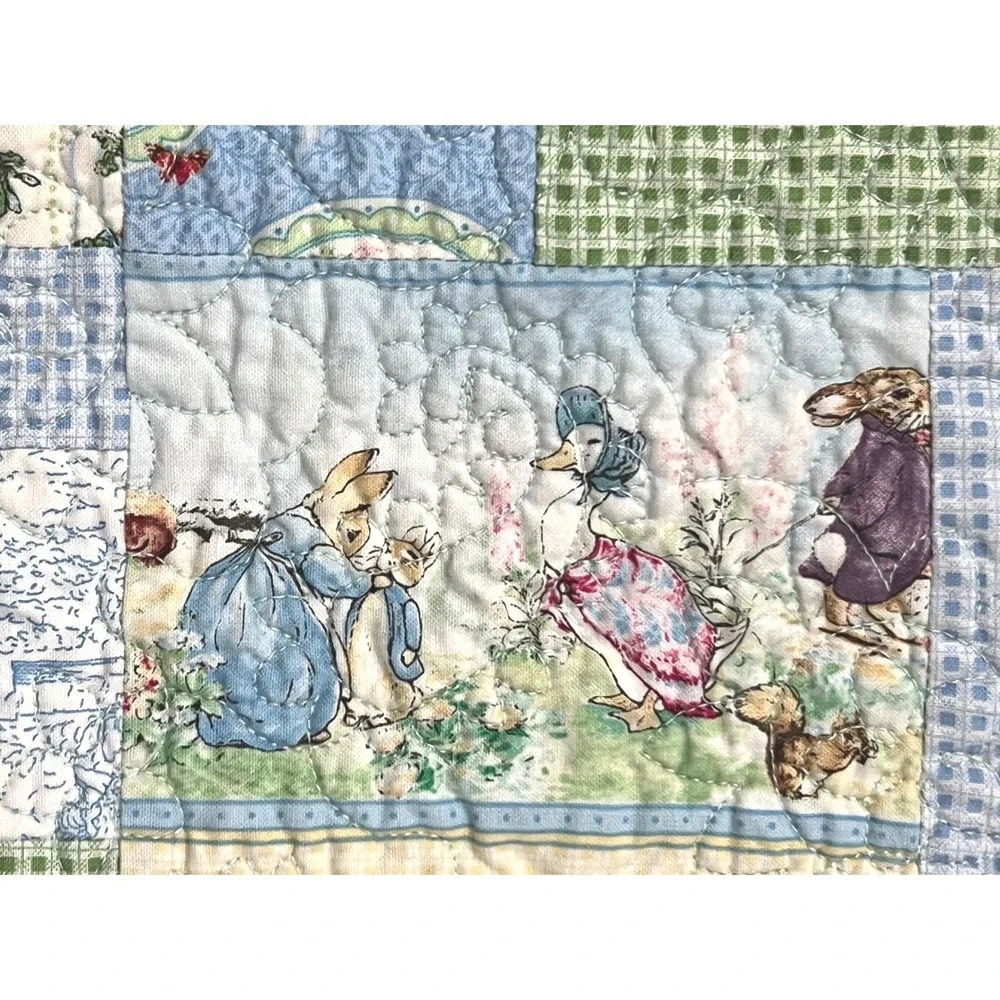Beatrix Potter Peter Rabbit Baby‎ Quilt 42x36 Pastel Patchwork Nursery